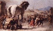 TIEPOLO, Giovanni Domenico The Procession of the Trojan Horse in Troy e painting